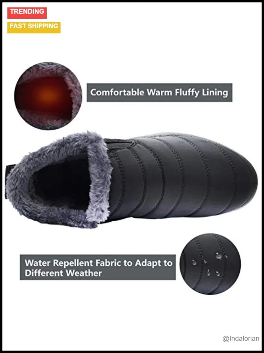 Waterproof Snow Boots Ankle Bootie Anti-Skid Indoor Outdoor Winter